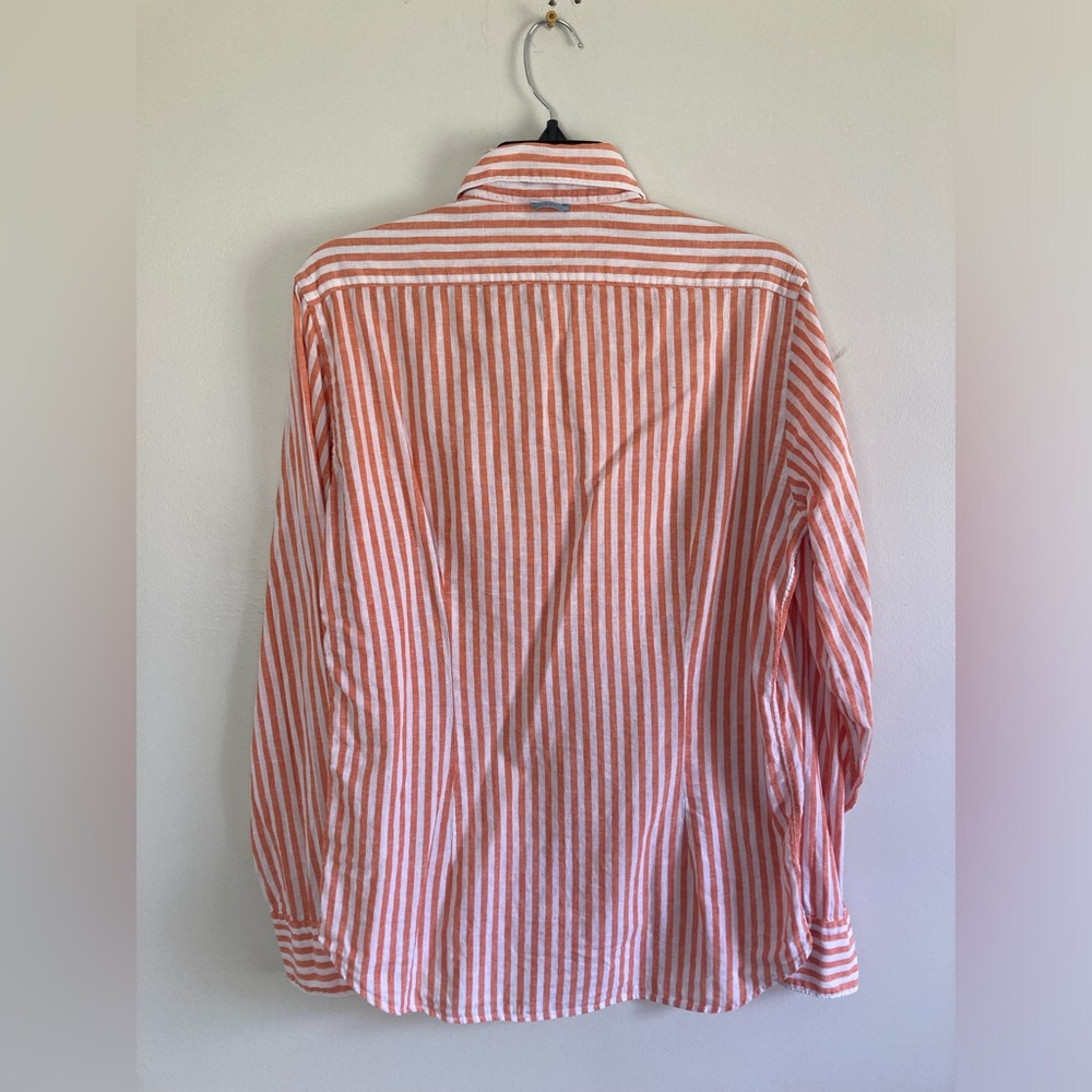 Preppy Orange Striped Cotton Button Down - Picture 2 of 8